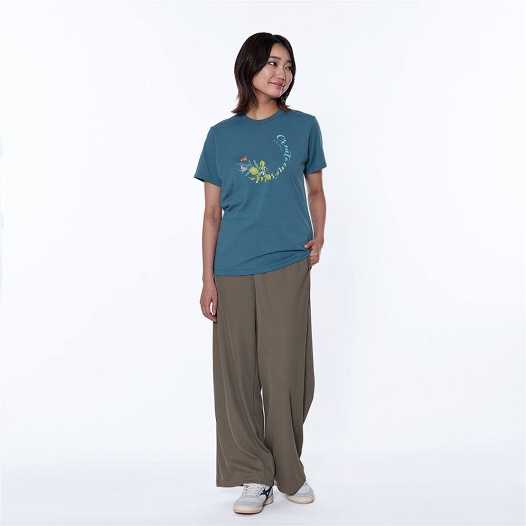 リサイクルポリエステル グラフィックTシャツ ティールブルー S