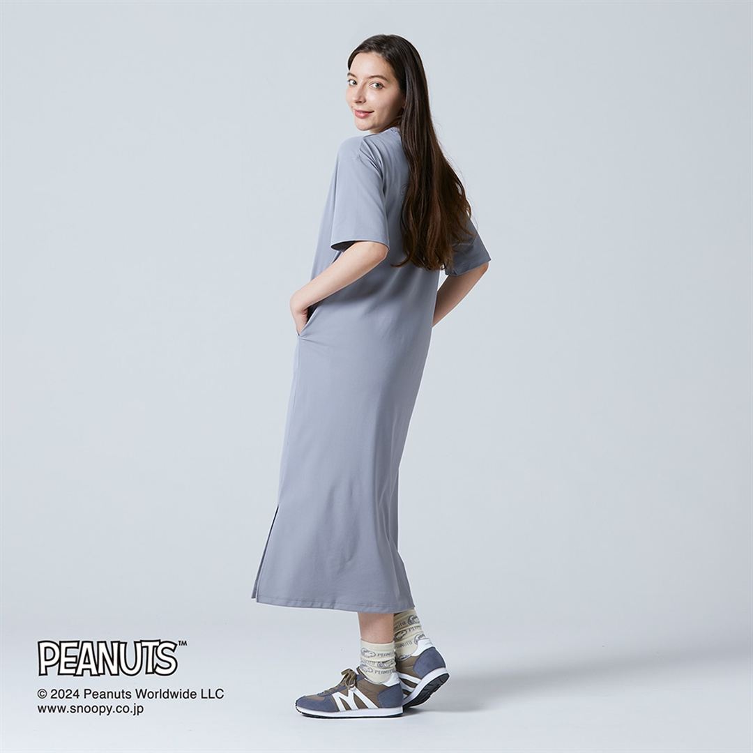 【PEANUTS】UVカットTシャツワンピース グレー L