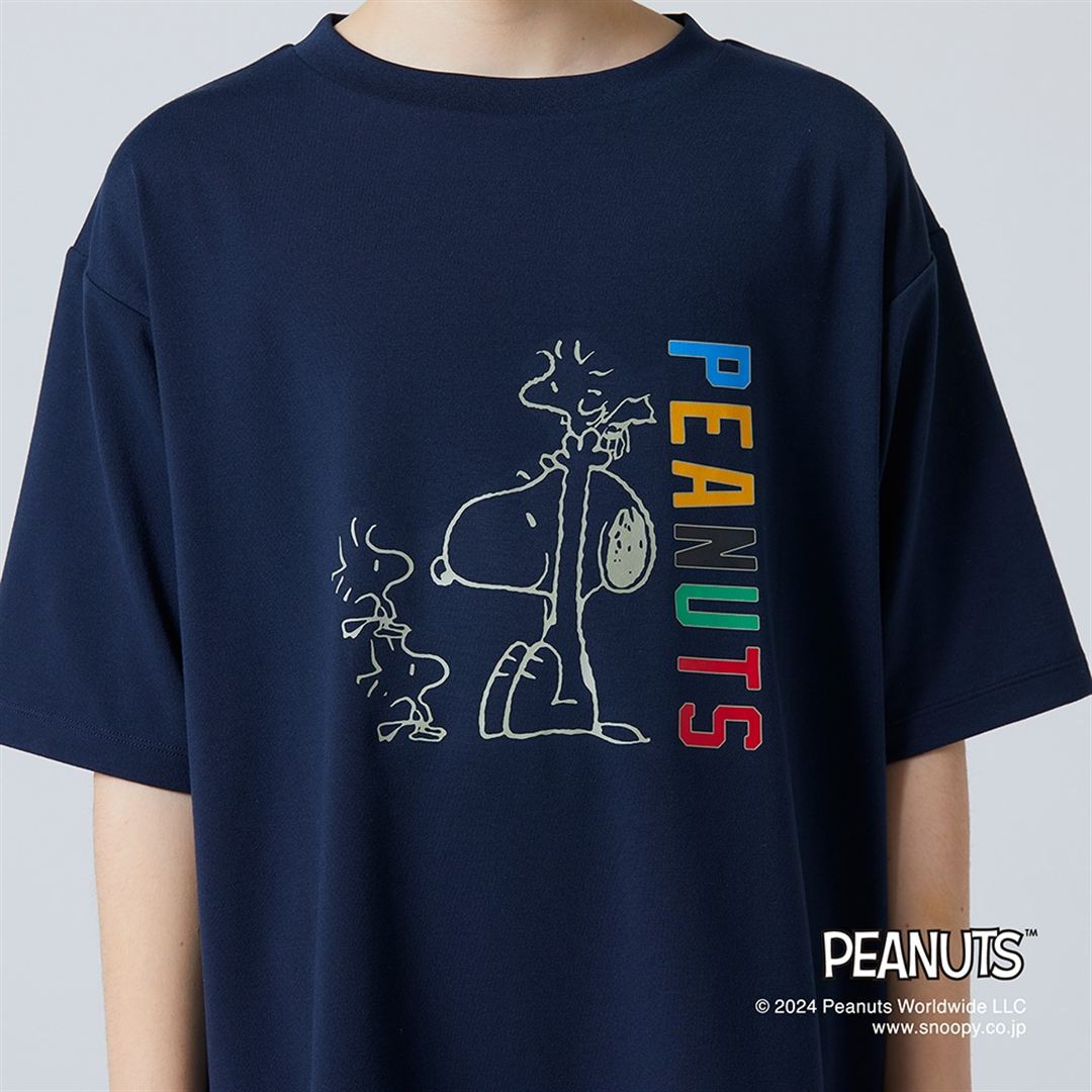 【PEANUTS】リサイクルポリエステルTシャツ サルートネイビー 130