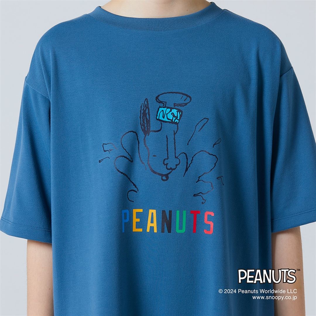 【PEANUTS】リサイクルポリエステルTシャツ ティールブルー 130