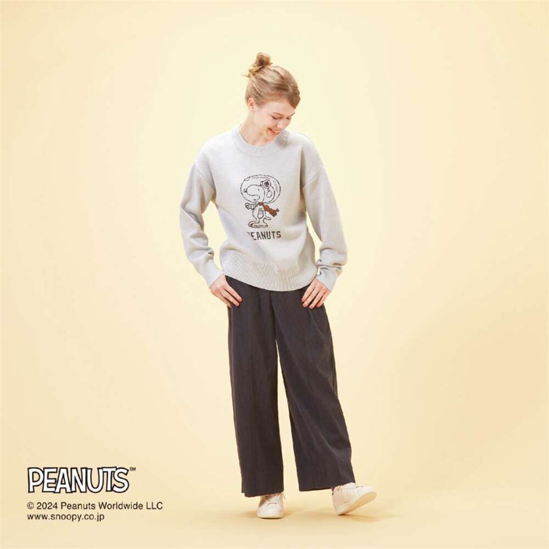 【PEANUTS／吸湿発熱】ブレスサーモ ニットセーター ライトグレー XS