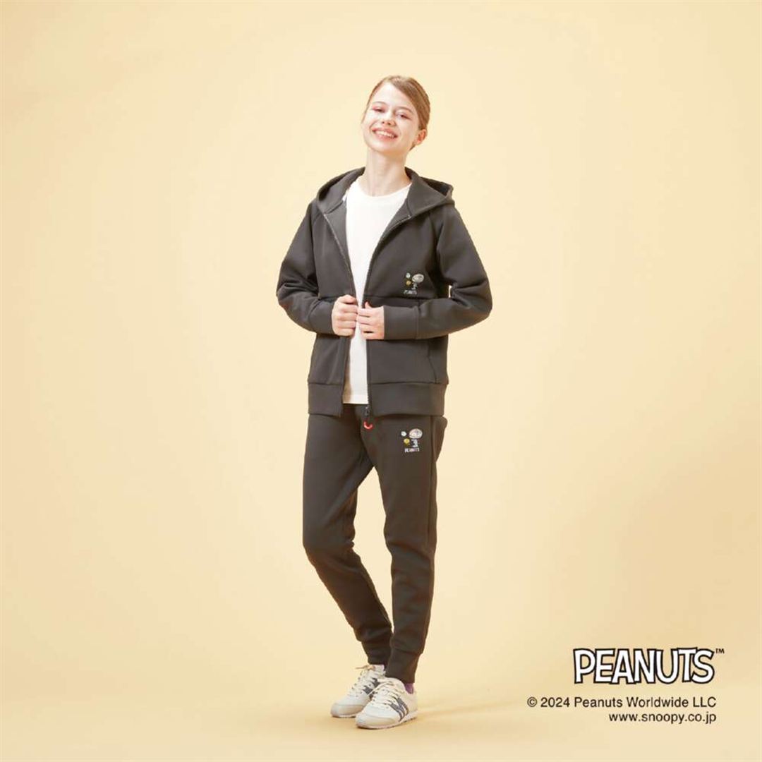 【PEANUTS】スウェットフーディフルジップ モーブグレー S