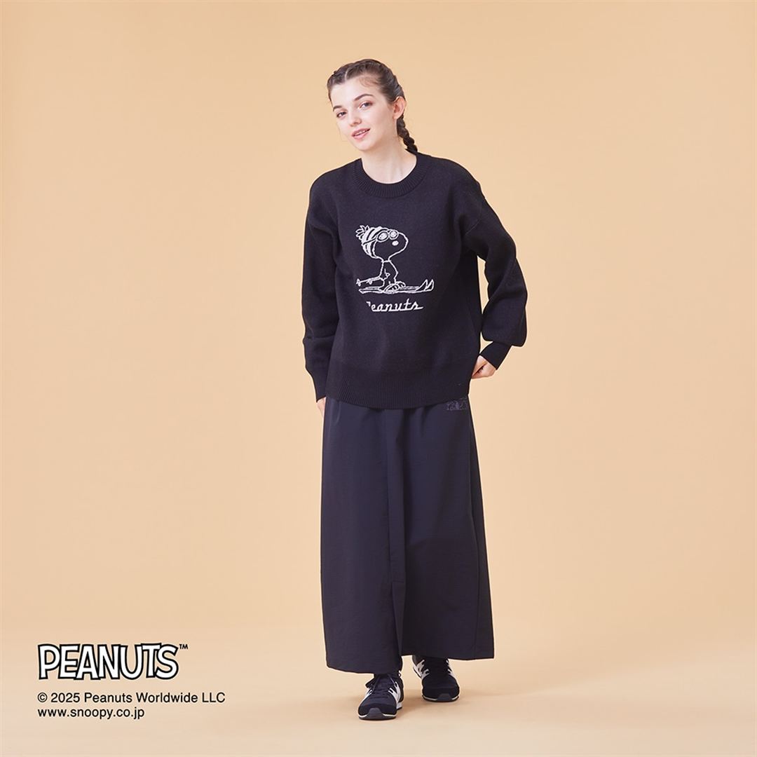 【PEANUTS／吸湿発熱】ブレスサーモウール混セーター ブラック XS