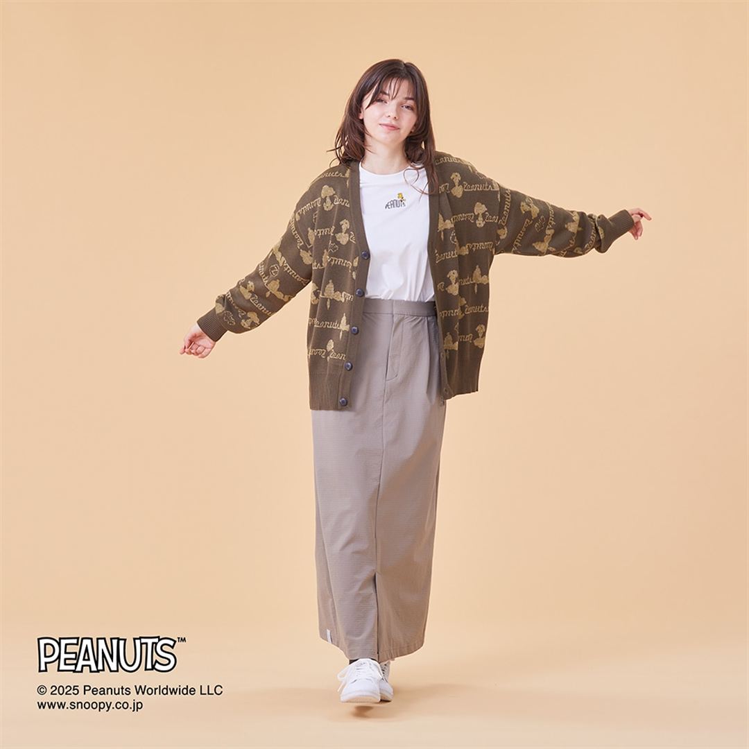 【PEANUTS／吸湿発熱】ブレスサーモウール混カーディガン エクリュオリーブ XS