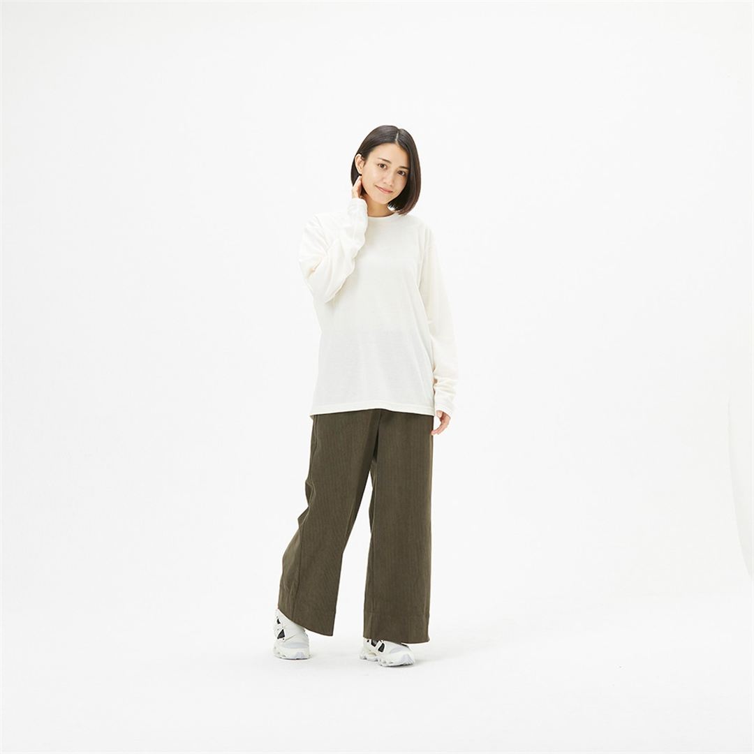 【ミズノ直営限定】ストレッチコーデュロイワイドパンツ カーキ S