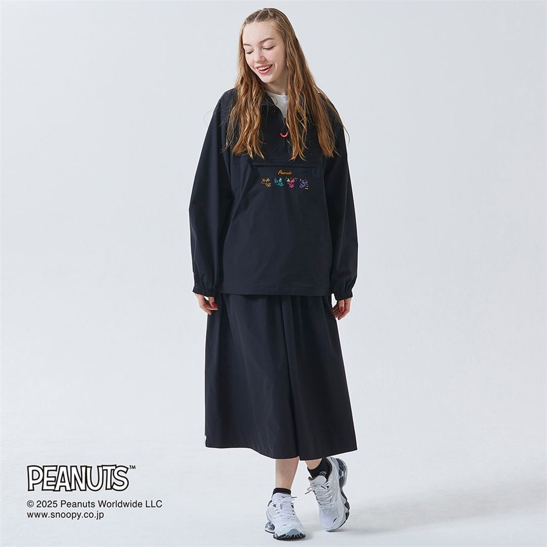 【PEANUTS】ウォーターリパレントストレッチプリーツスカート ブラック M