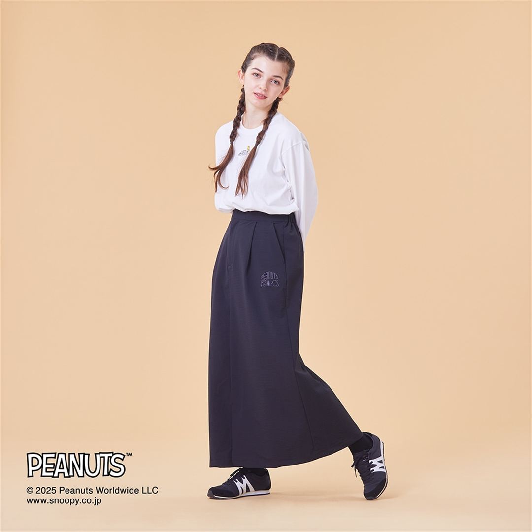 【PEANUTS】ストレッチナイロンスカート ブラック S