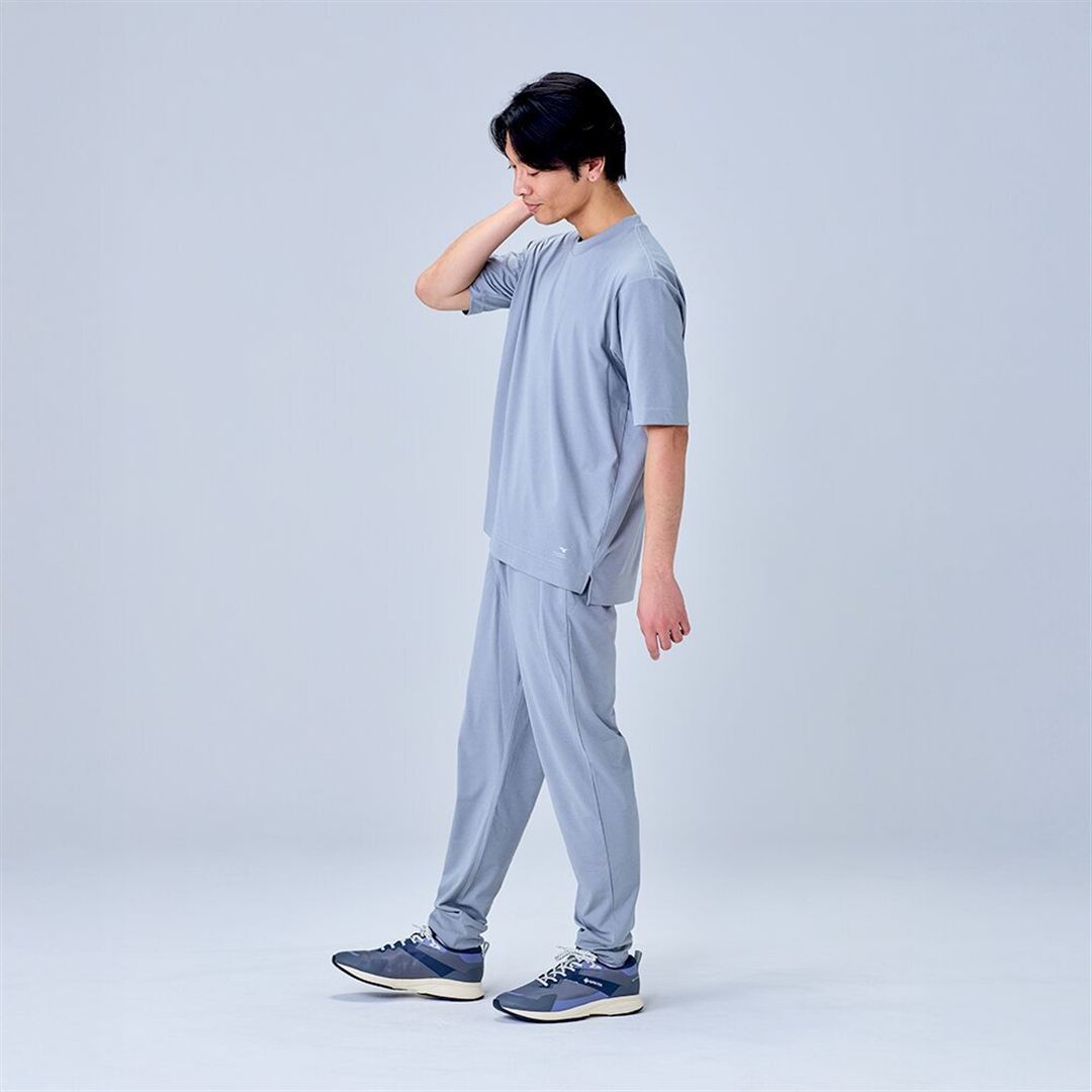 ハイストレッチ クルーネック半袖シャツ（ワイドシルエット） グレー XL