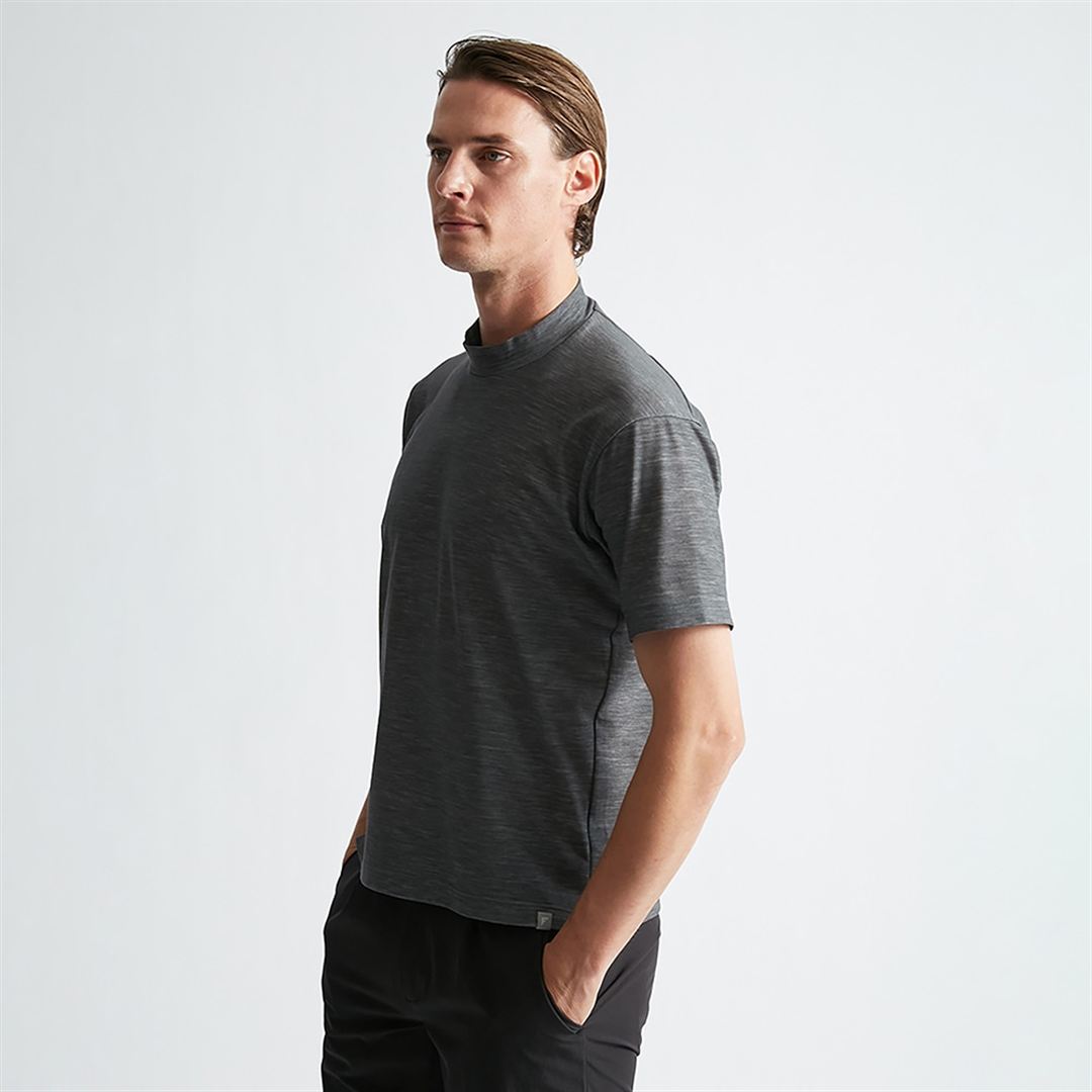 【AOURE】ミズノダイナモーションフィット モックネックTEEショートスリーブ チャコール XL