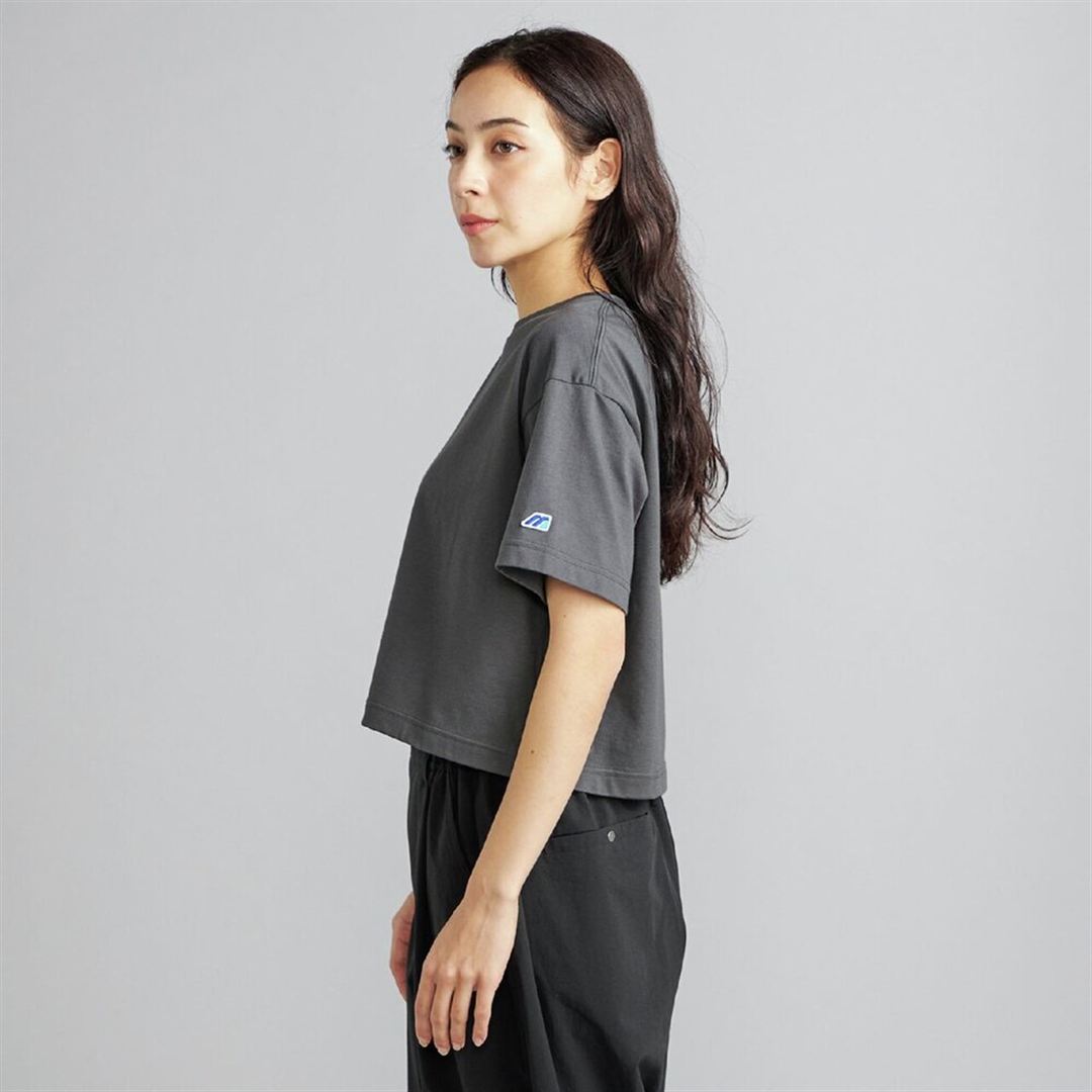 【ミズノ直営限定】モノグラムM クロップド半袖Tシャツ アッシュグレー XL