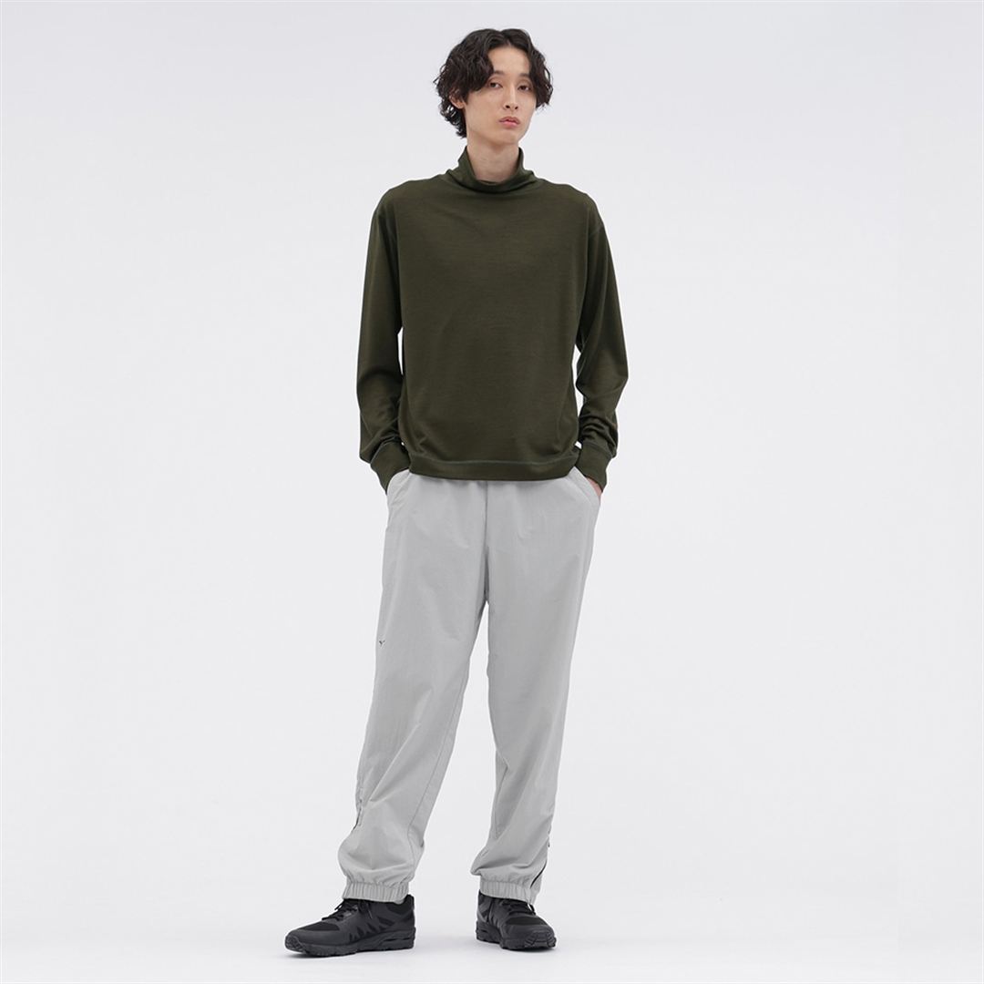 【MARGARET HOWELL】メリノウールモックネックシャツ DK.カーキ M