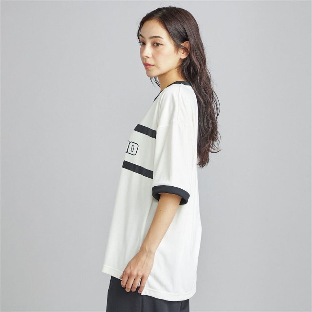 リサイクルグラフィックリンガーTシャツ ホワイト XS