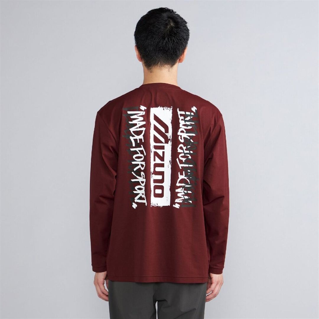 ワードマークバックグラフィックロングスリーブTシャツ ダークレッド M
