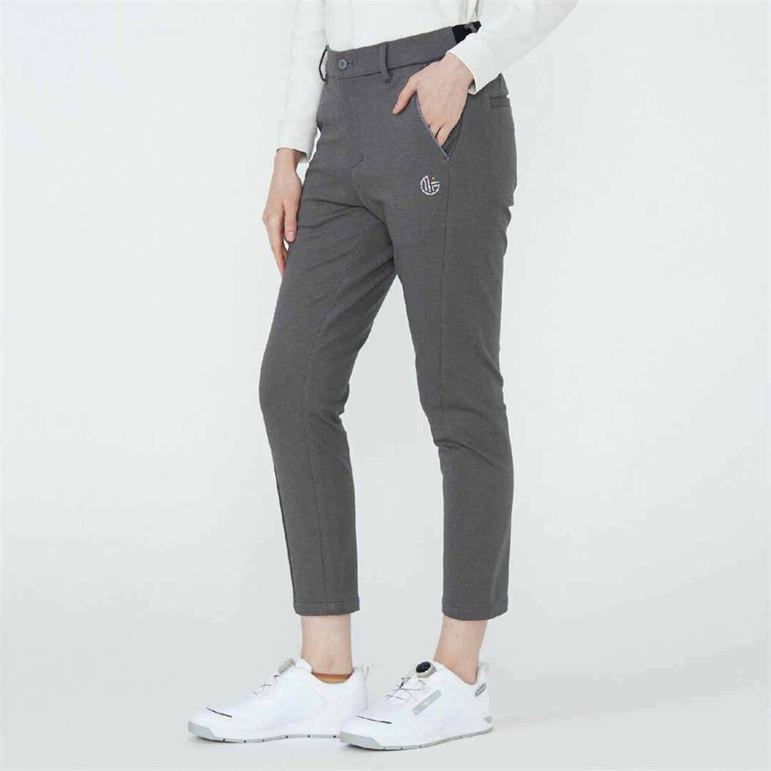【MGFコレクション】ニットカルゼロングパンツ チャコールグレー S