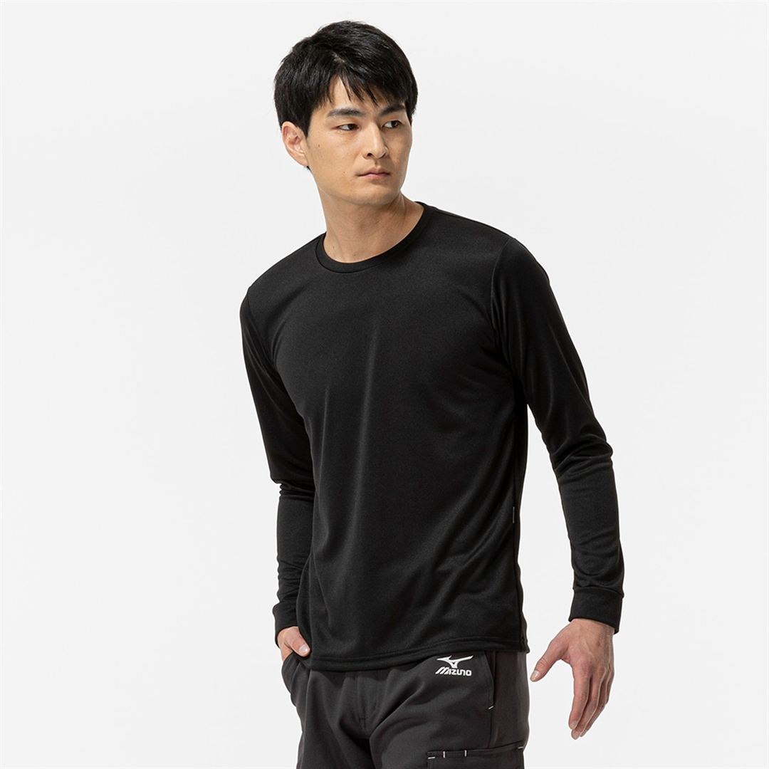 クルーネック ワークTシャツ(制電／長袖) ブラック XS