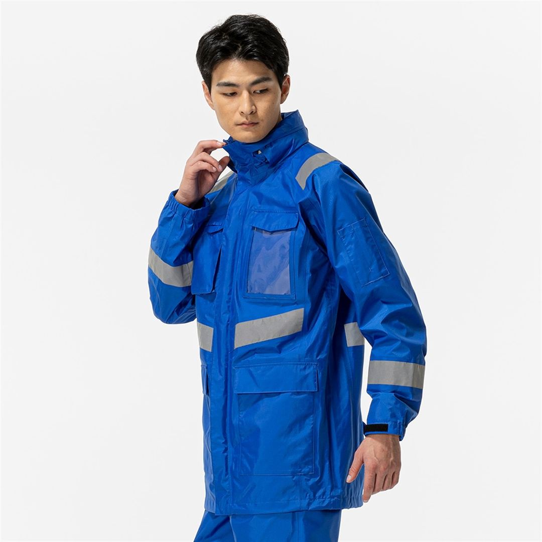 【耐水素材】ベルグテックEXレインジャケット ブルー S