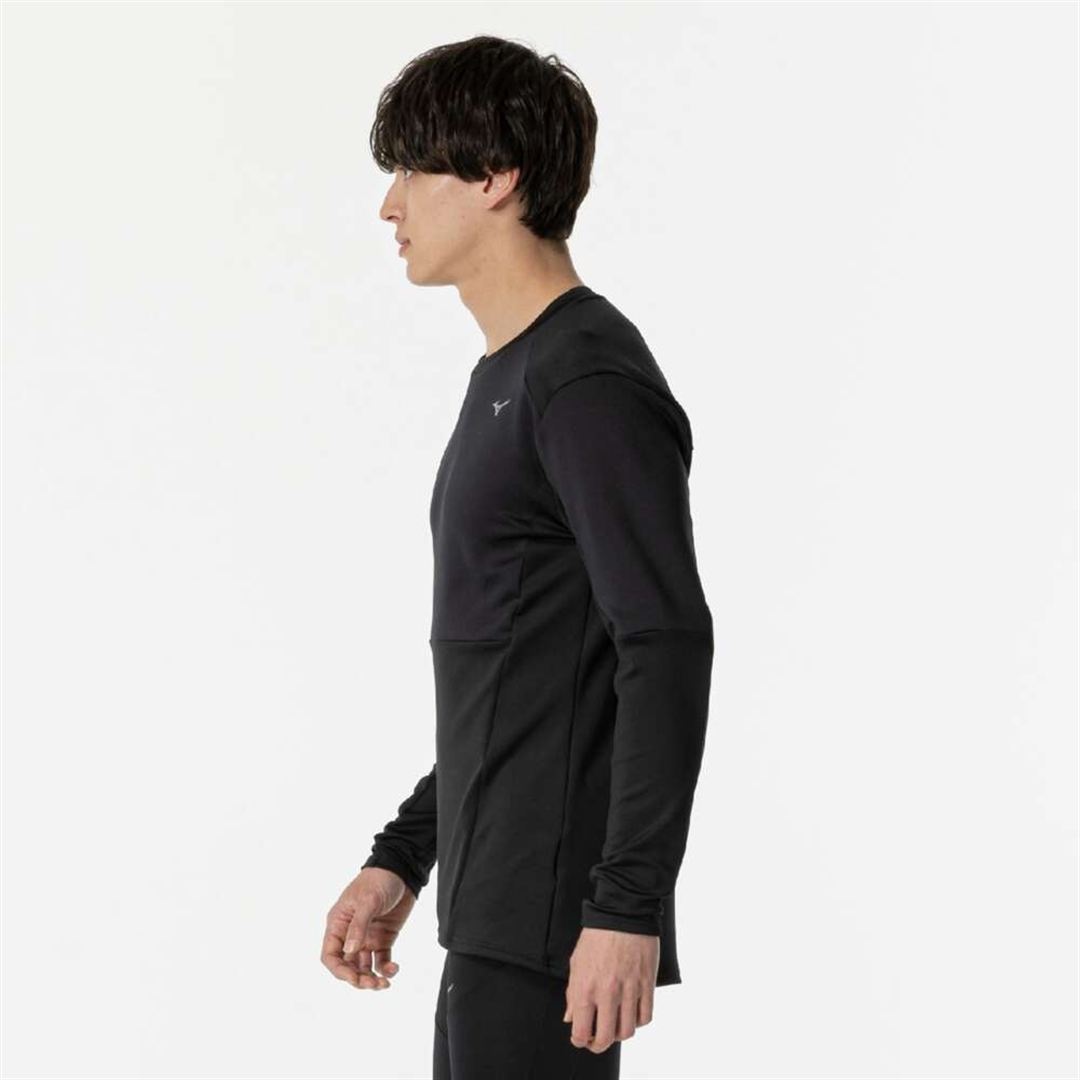 【発熱】ミズノサーマルチャージTシャツ(長袖／オーロラ) ブラック S