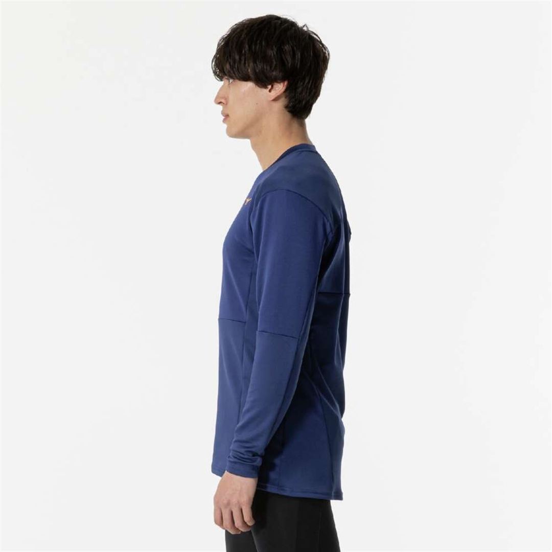 【発熱】ミズノサーマルチャージTシャツ(長袖／オーロラ) エステートブルー S