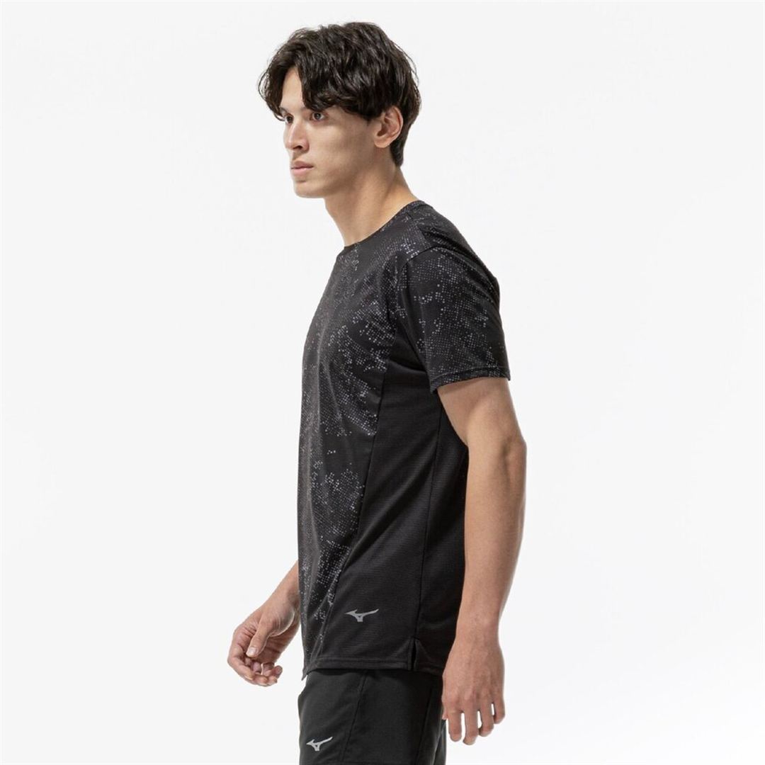 【汗処理／通気】ドライエアロフローグラフィックTシャツ ブラック×グレー S