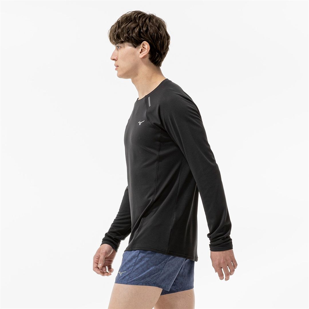 【汗処理／通気】ドライエアロフローTシャツ(長袖) ブラック XL
