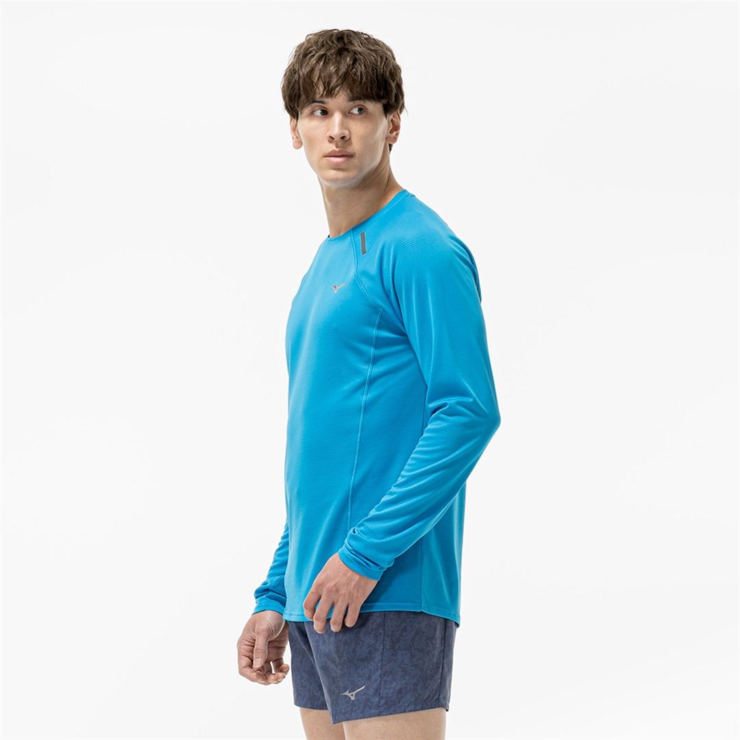 【汗処理／通気】ドライエアロフローTシャツ(長袖) ブルージュエル XL