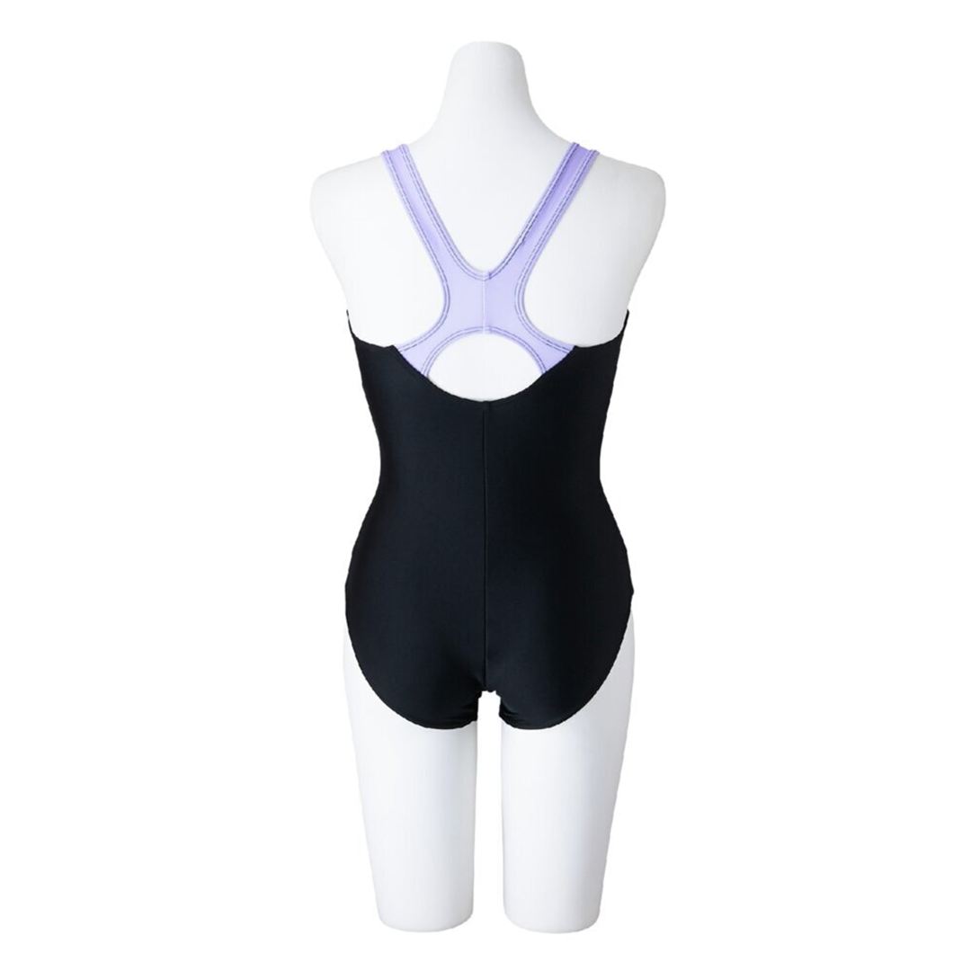 【Stroke ONE／撥水】スイムフィットネス用ワンピース ブラック×パープル XL