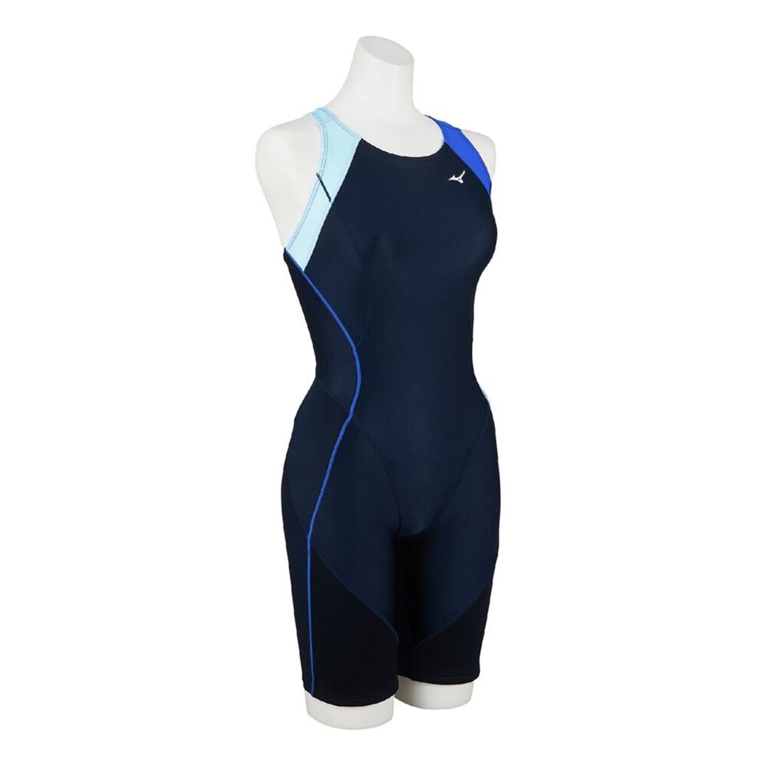【EZ SWIM】スイムフィットネス用オールインワン ネイビー×ブルー×サックス S