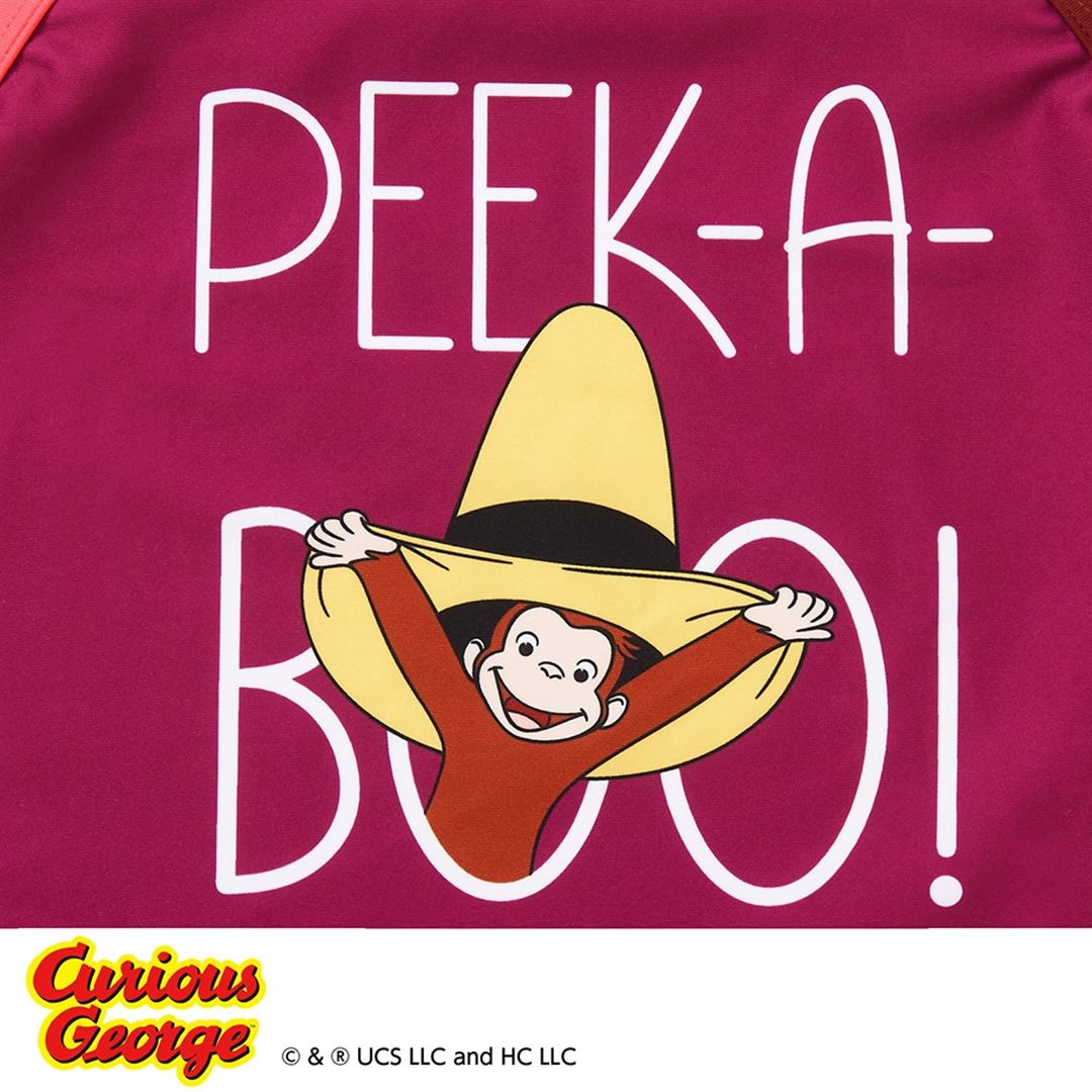 【おさるのジョージ】競泳練習用ミディアムカット エンジ 130