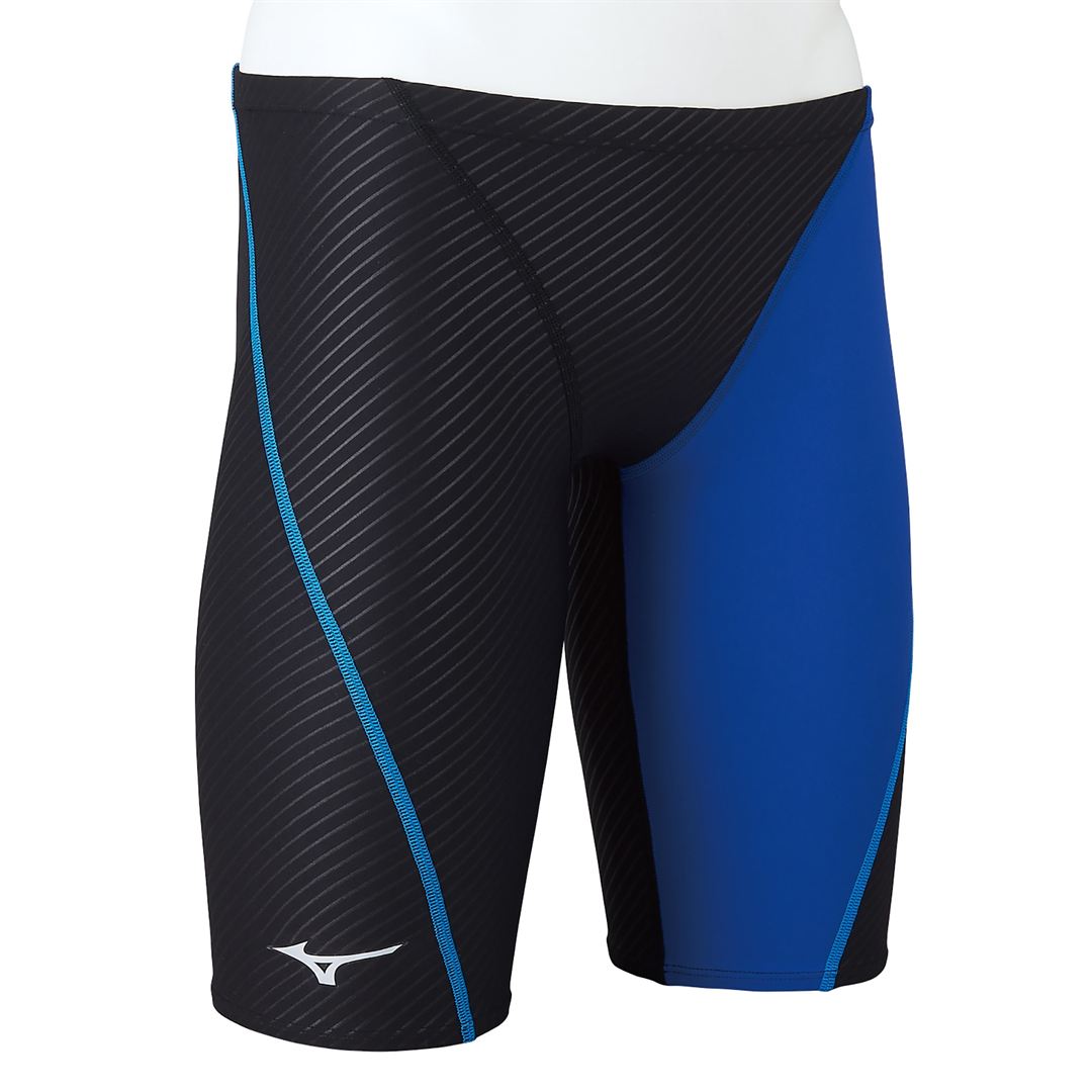 競泳練習用ハーフスパッツ ブラック×ブルー XL