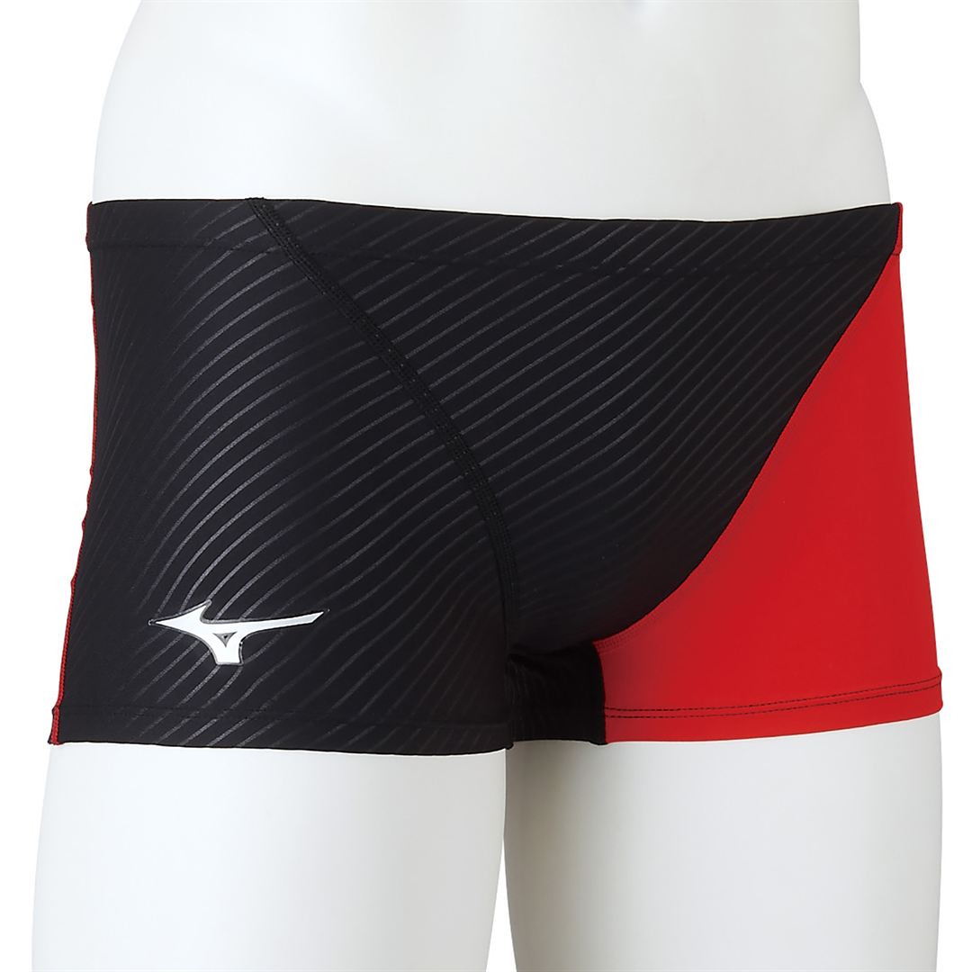 競泳練習用ショートスパッツ ブラック×レッド M