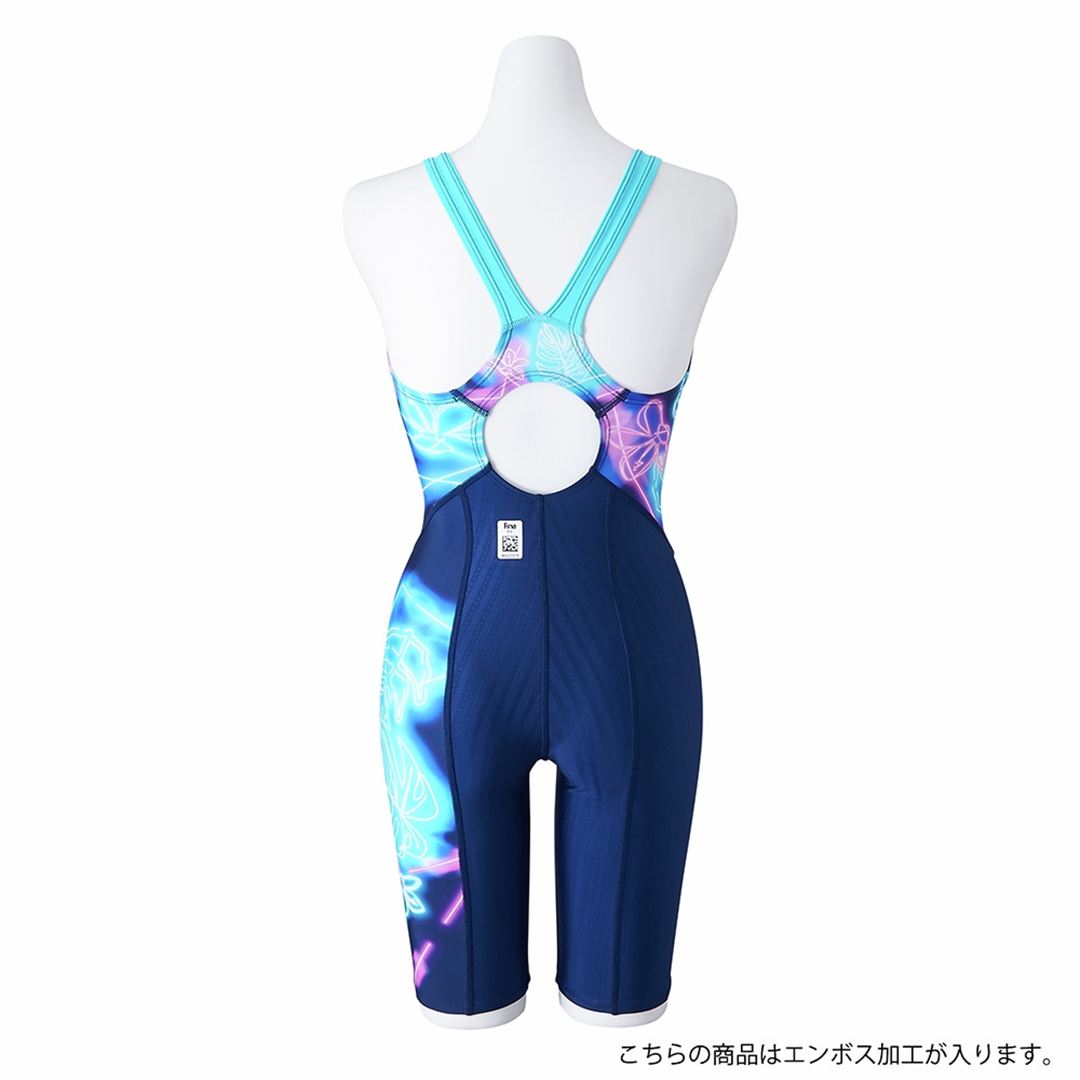 【TERAKAWA AYA COLLECTION／STREAM ACE】競泳用ハーフスーツ(マスターズバック) ネイビー×ブルー S