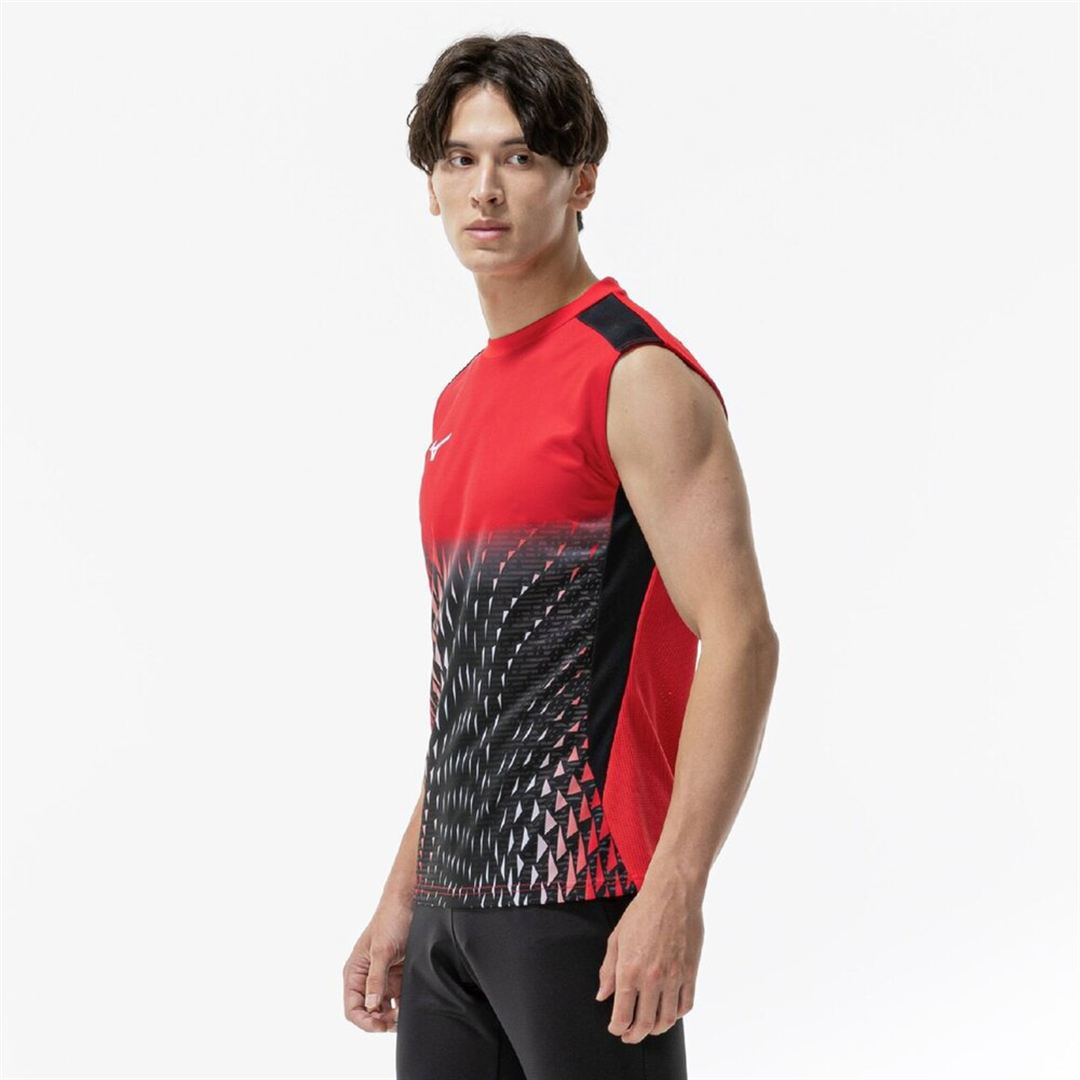 フィールドシャツ(ノースリーブ) チャイニーズレッド×ブラック XL