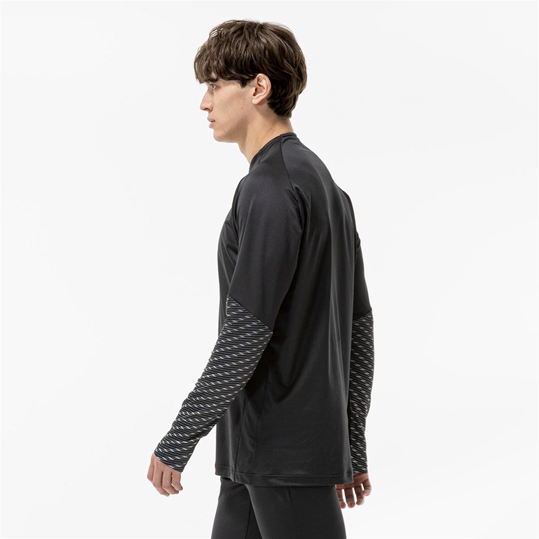 ストレッチフリースシャツ ハーフジップ ブラック XL