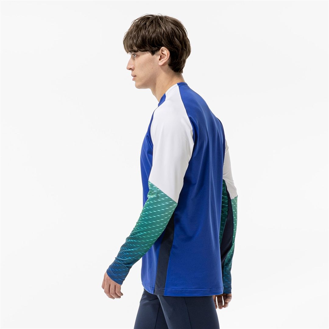 ストレッチフリースシャツ ハーフジップ サーフブルー XL