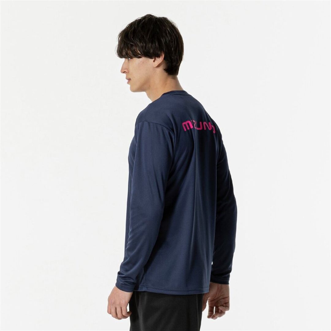 プラクティスシャツ(長袖／バレーボール) ドレスネイビー×マゼンタ XL