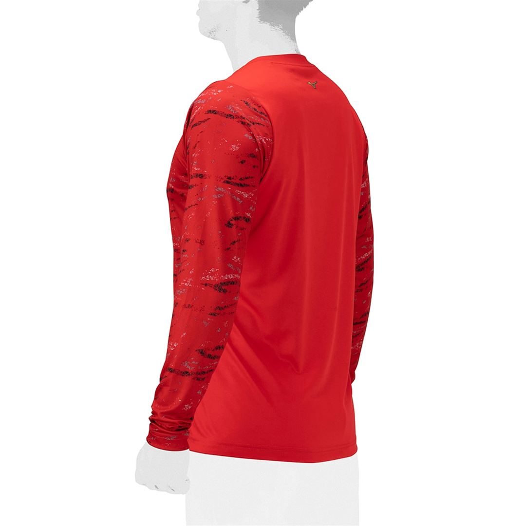 【ミズノプロ】グラフィックロングTシャツ チャイニーズレッド 2XO