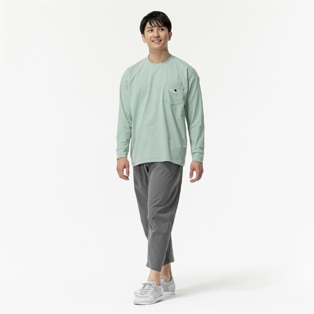 【ミズノ直営限定】ワンポイントロゴ ロングTシャツ フロスティグリーン XO