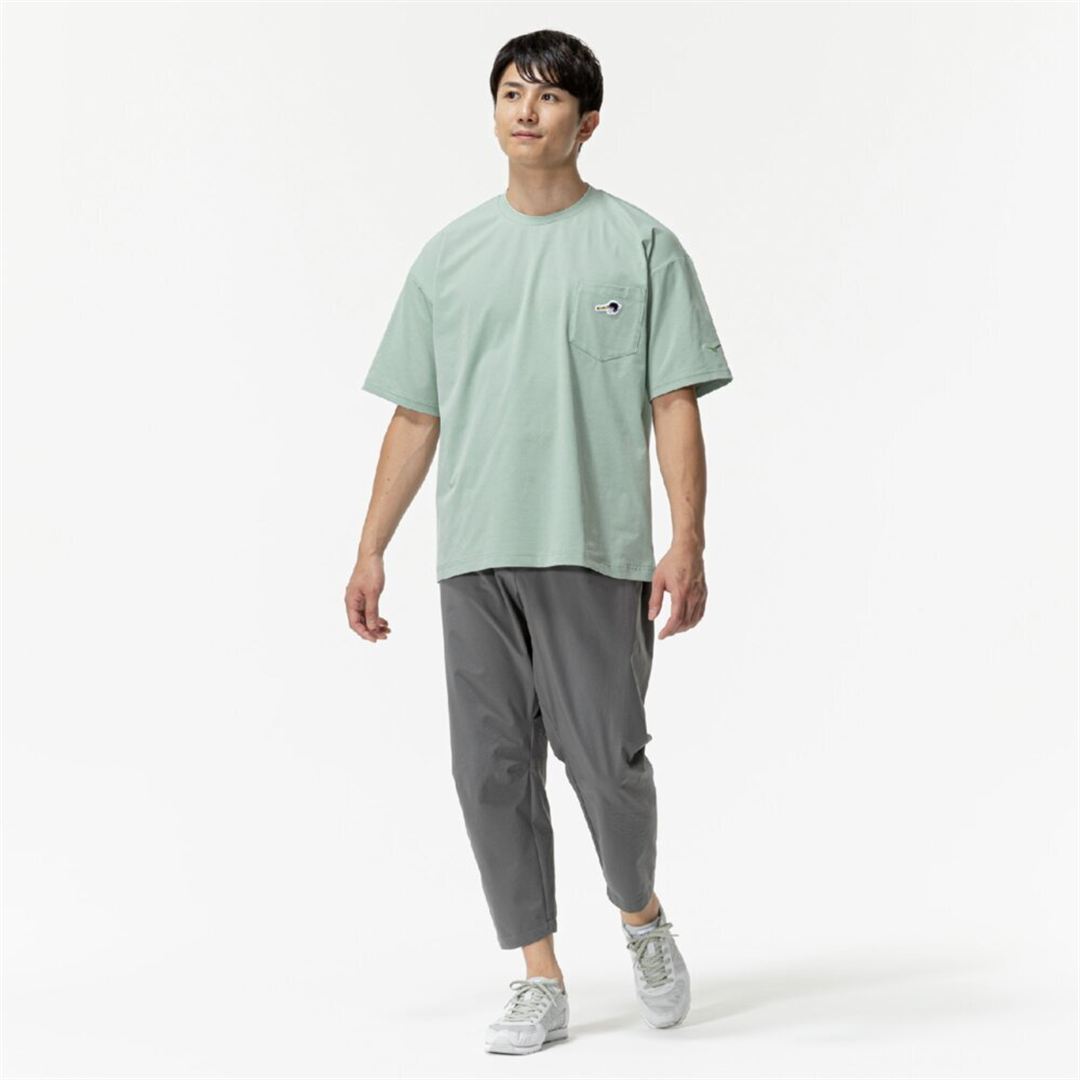【ミズノ直営限定】ワンポイントロゴ Tシャツ(ワイドシルエット) フロスティグリーン O