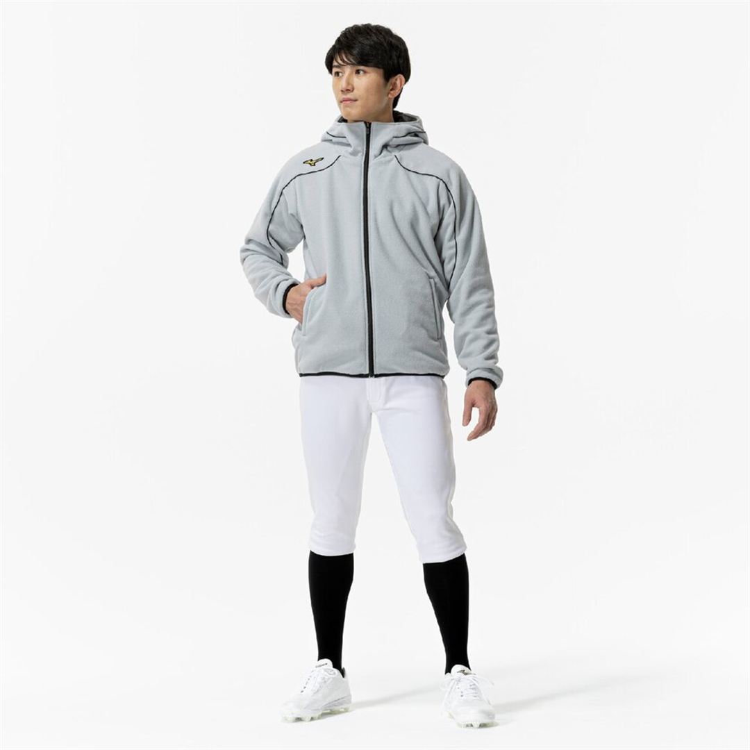 【ミズノプロ】フリースフーディ(厚手) グレー XO