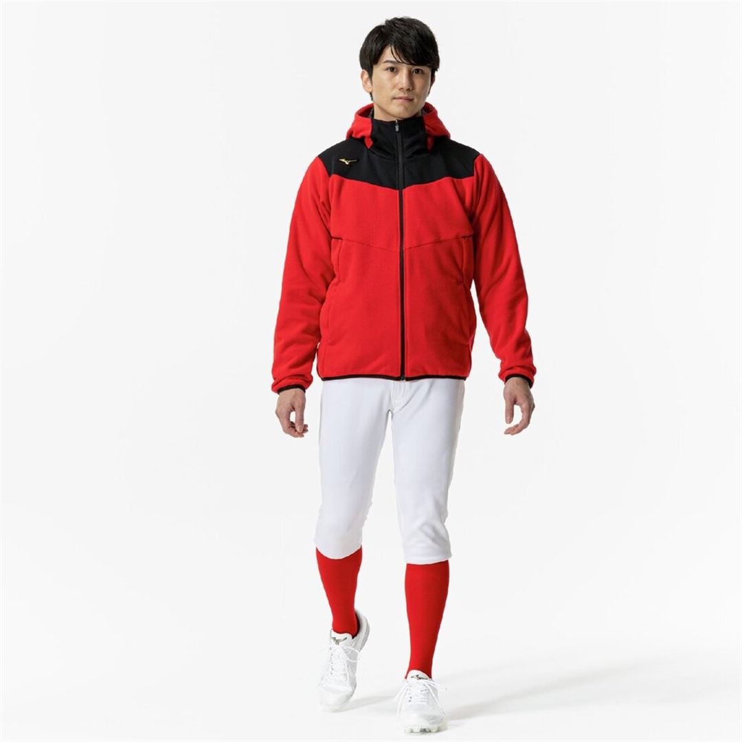 【ミズノプロ】フリースフーディ(厚手) レッド XO