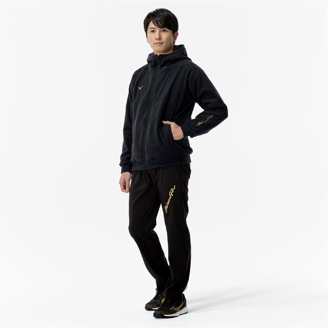 【ミズノ直営限定／ミズノプロ】プルーフフリースフーディ ブラック XO