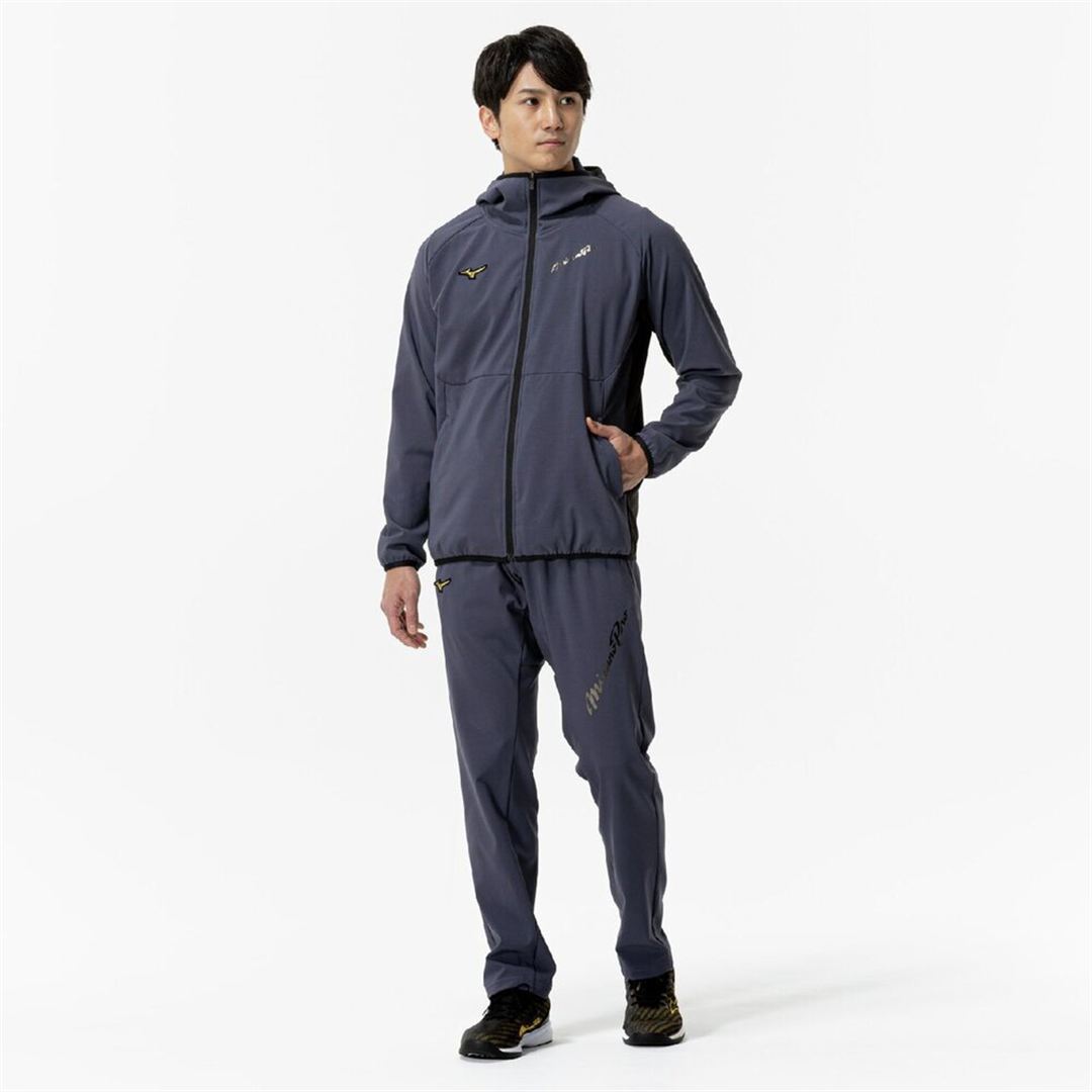 【ミズノプロ／ストレッチ／防風】テックシールドフーディ オデッセイグレー 2XO