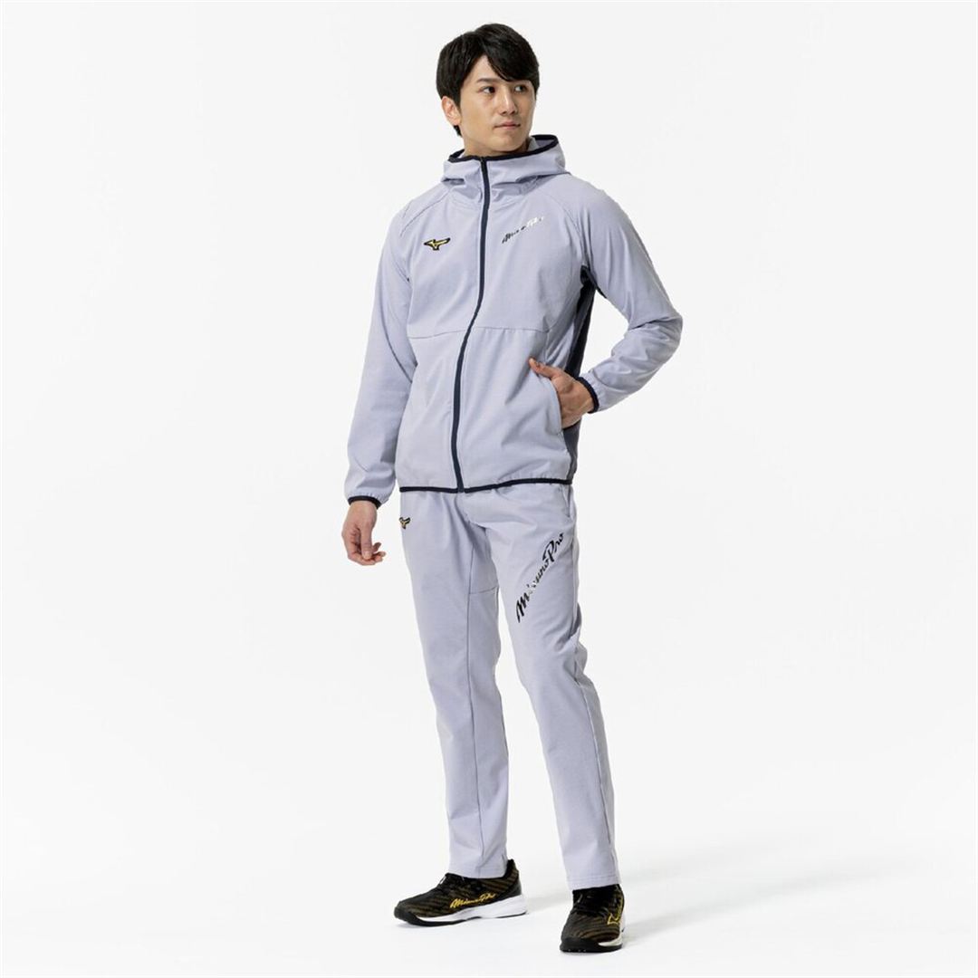 【ミズノプロ／ストレッチ／防風】テックシールドフーディ アイスランディックブルー 2XO