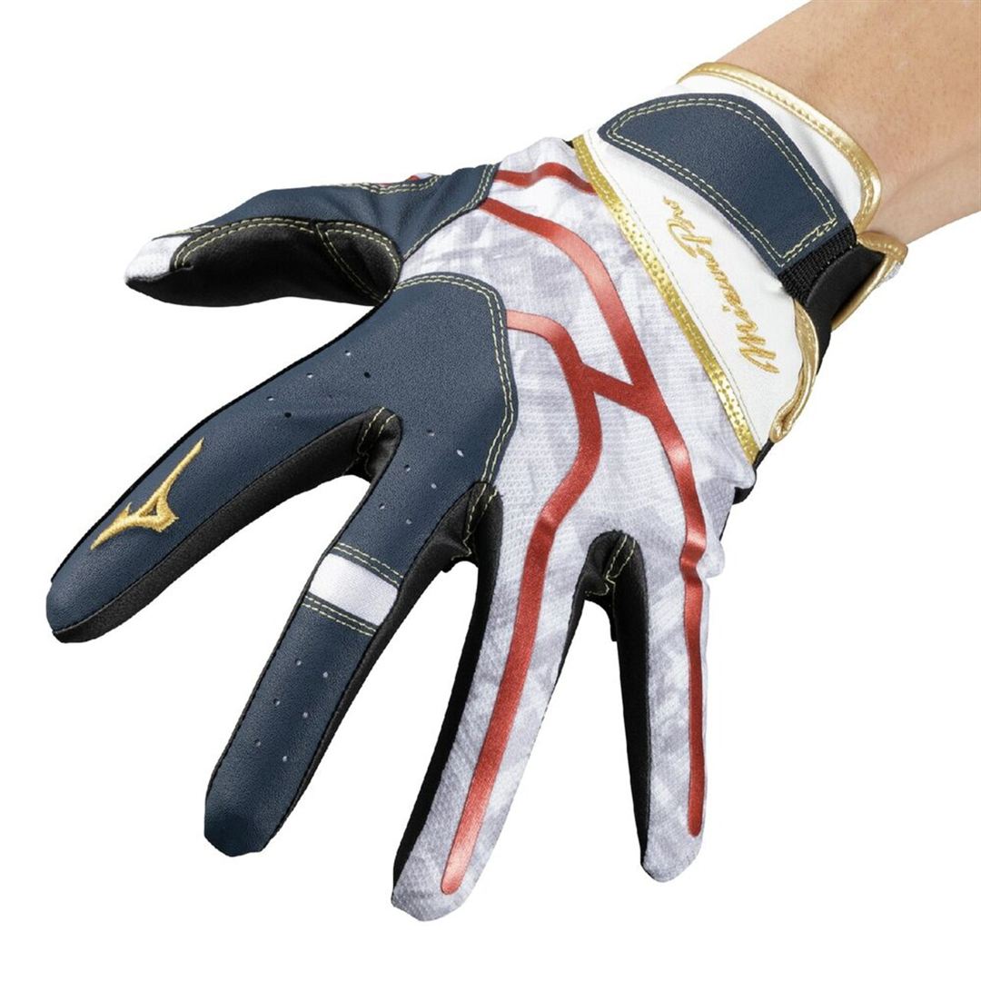 【ミズノプロ】守備手袋 勝色コレクション【左手用】 ネイビー×レッド×ゴールド S