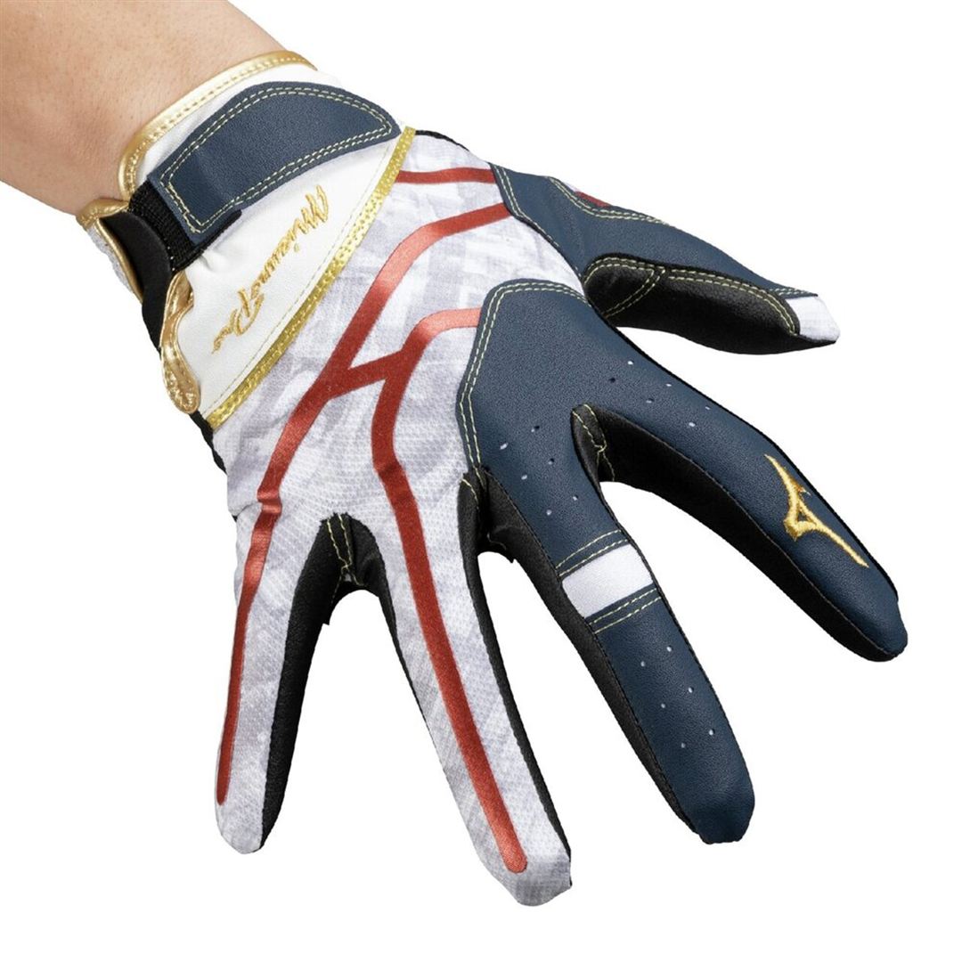 【ミズノプロ】守備手袋 勝色コレクション【右手用】 ネイビー×レッド×ゴールド M