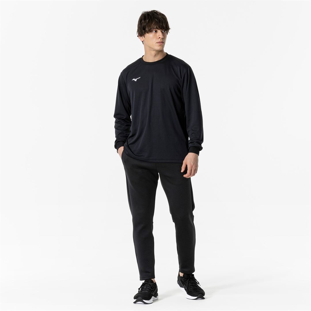 ナビドライTシャツ(長袖／丸首) ブラック×ホワイト S