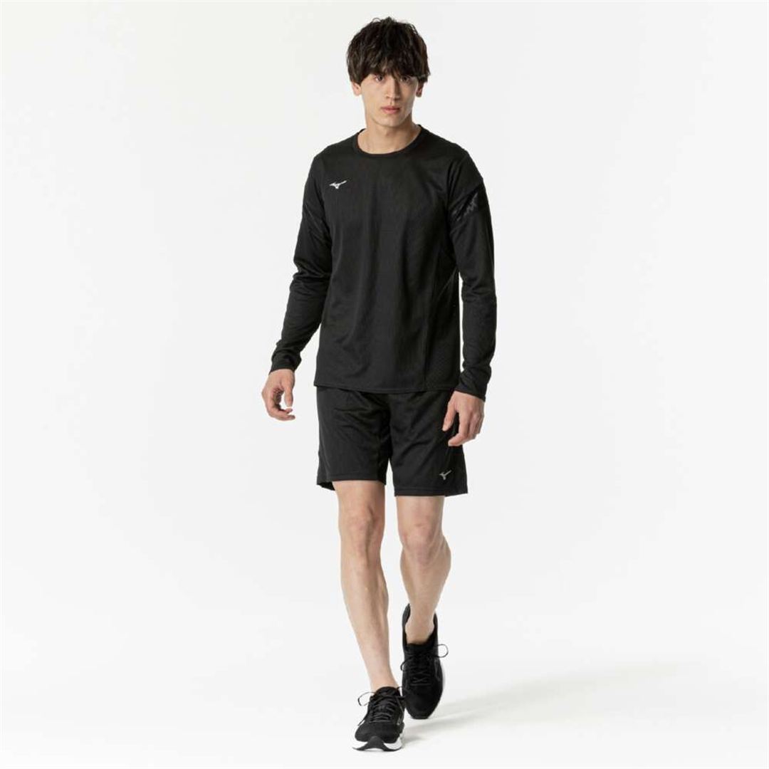 【汗処理／通気】ドライエアロフローTシャツ(長袖) ブラック S