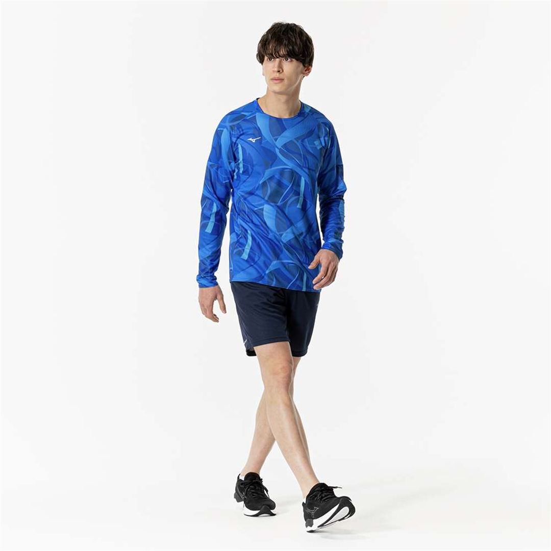 【汗処理／通気】ドライエアロフローTシャツ(長袖) ディレクトワールブルー S
