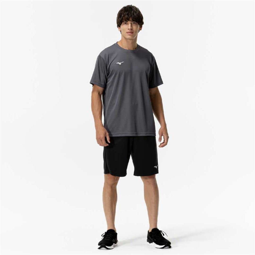 ナビドライTシャツ(半袖／丸首) チャコールグレー×ホワイト XL