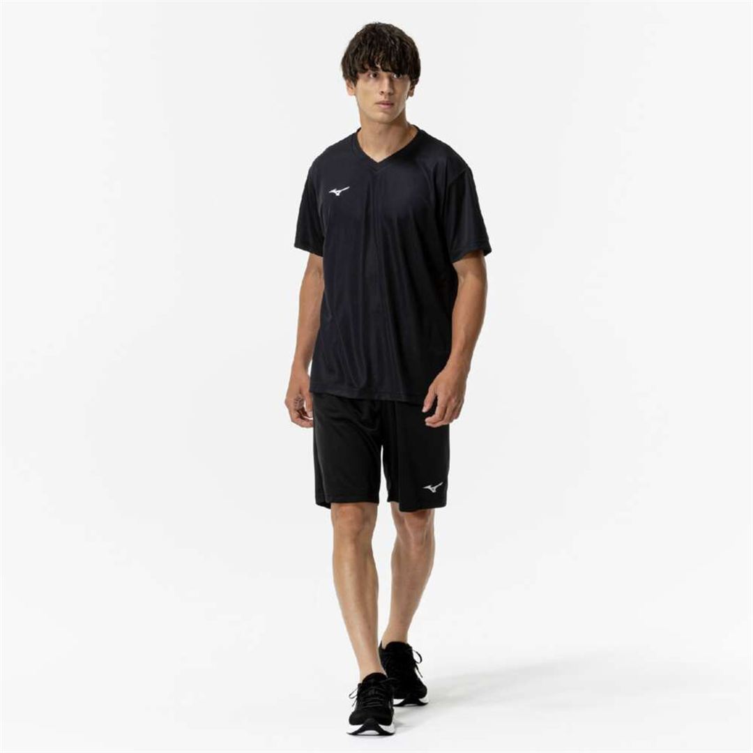 ナビドライTシャツ(半袖／Vネック) ブラック×ホワイト XL